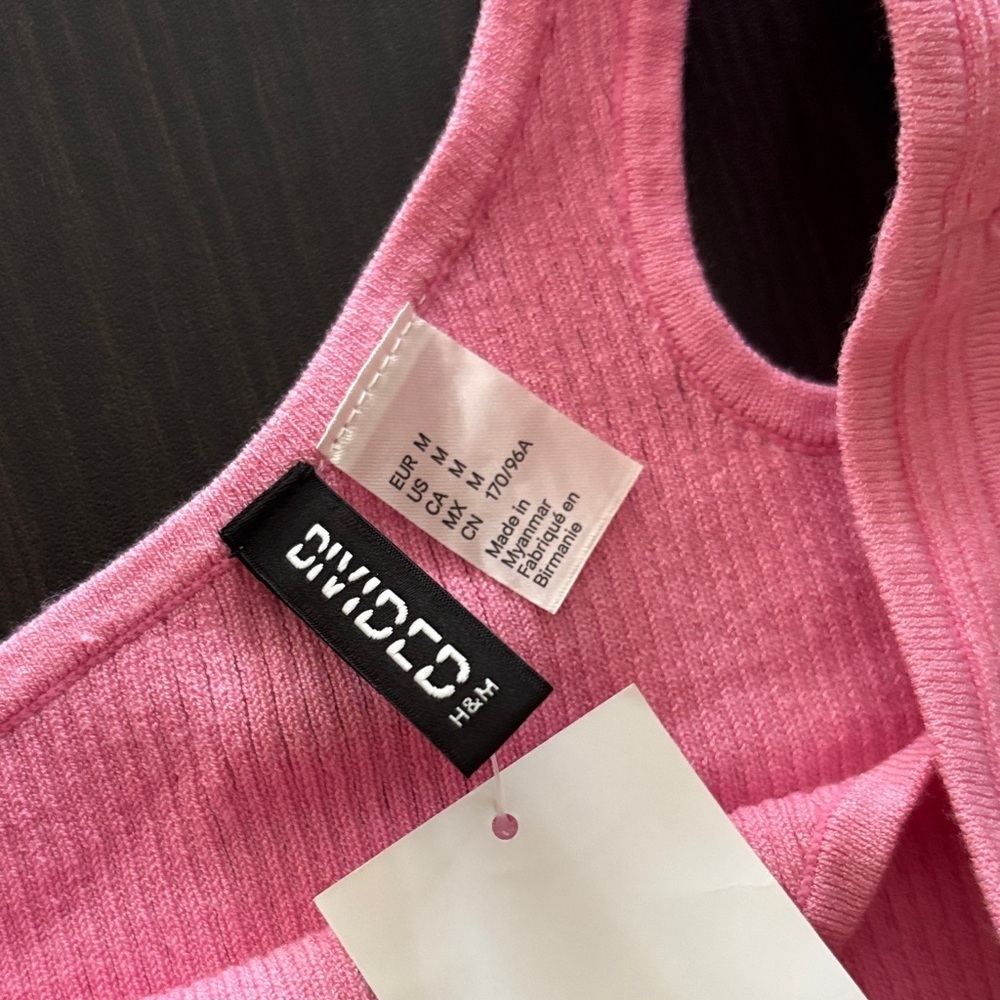 Divided Pink Asymmetrical Ribbed Tank Top - Picture 3 of 3